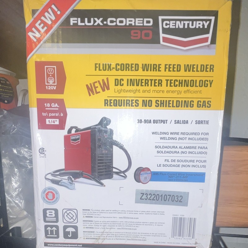CENTURY Flux Core Welder 120V Gasless Semi-Automatic Feed K3493-1