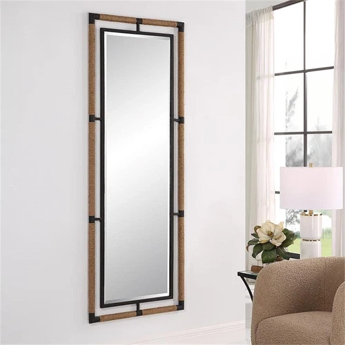 Uttermost Melville 27.5" Transitional Rope & Metal Tall Mirror in Black - Picture 6 of 6