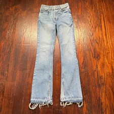 We The Free People Jeans Womens 26 Boot Cut Distressed Faded Raw Hem Button Fly