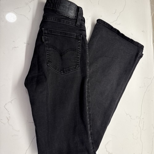 Levis 726 Flare Jeans 26 Women 31x32 Black High Rise Stretch Denim Water Less