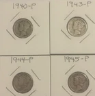 US Coins Mercury Dimes 1940 , 1943 , 1944 . 1945 , All Ps , 31826