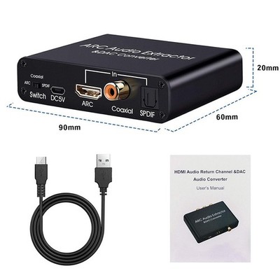 New ARC Audio Extractor DAC Digital to Analog Audio Converter HDMI to Optical