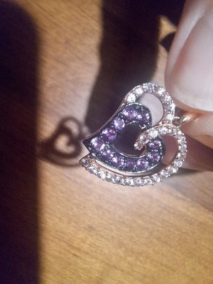 LE VIAN PRINZESSIN ALEXANDRA 14KT ROSÉGOLD WEISSER SAPHIR AMETHYST HERZ ANHÄNGER