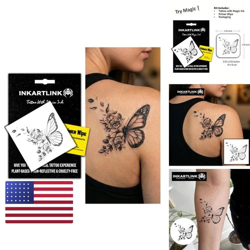 INKARTLINK Butterfly 8 Temporary Tattoos Realistic Waterproof - product listing photo