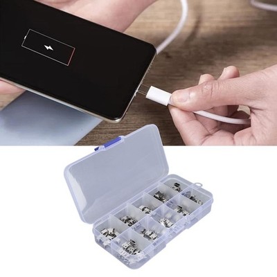 100Pcs Micro USB Type B Connector Mini Female Jack Socket 10 Kinds with Storage