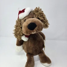 🎄 Christmas Shaggy Santa Dog Sings Dance Dan Dee Collectors Plush Hat Bell