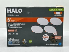 HALO HLBSL 6 in. Can Less Integrated LED White 4-Pack HLBSL609FS5 (HAT INCLUDED)