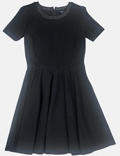 Madewell Dress Women’s Size Small Black Fit Flare Leather Collar Ponte Skater