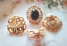 Vtg Mixed Scarf Clip Lot (4) Heirloom, Filigree, Black Cab+ ---11-25