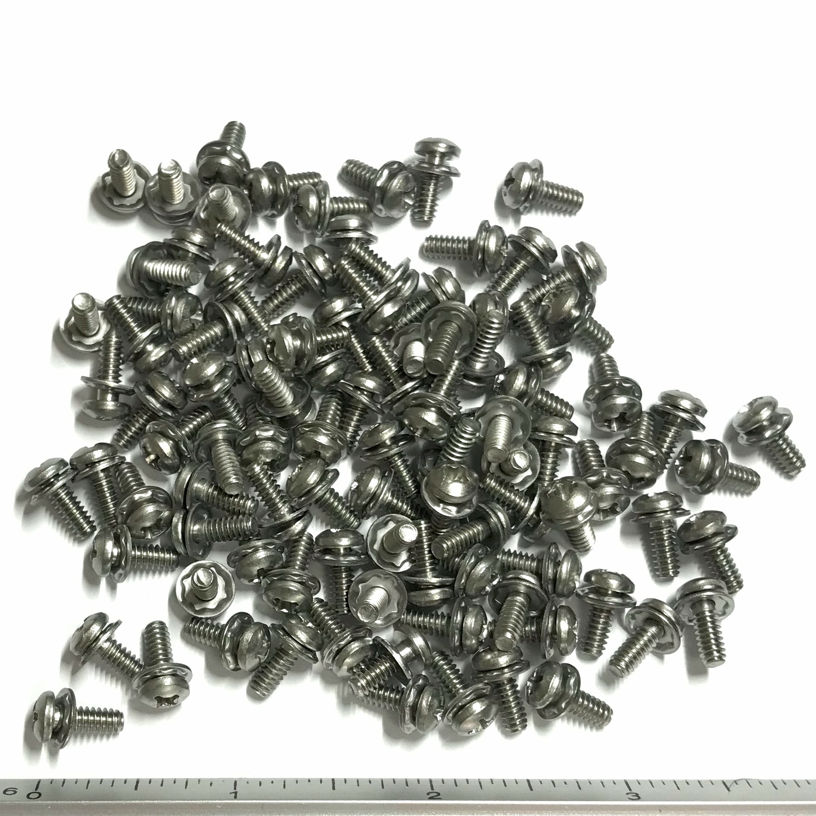 (PKG of 100) 632 x 3/8" SEMS Screw, Square Cone Washer, Phillips Pan