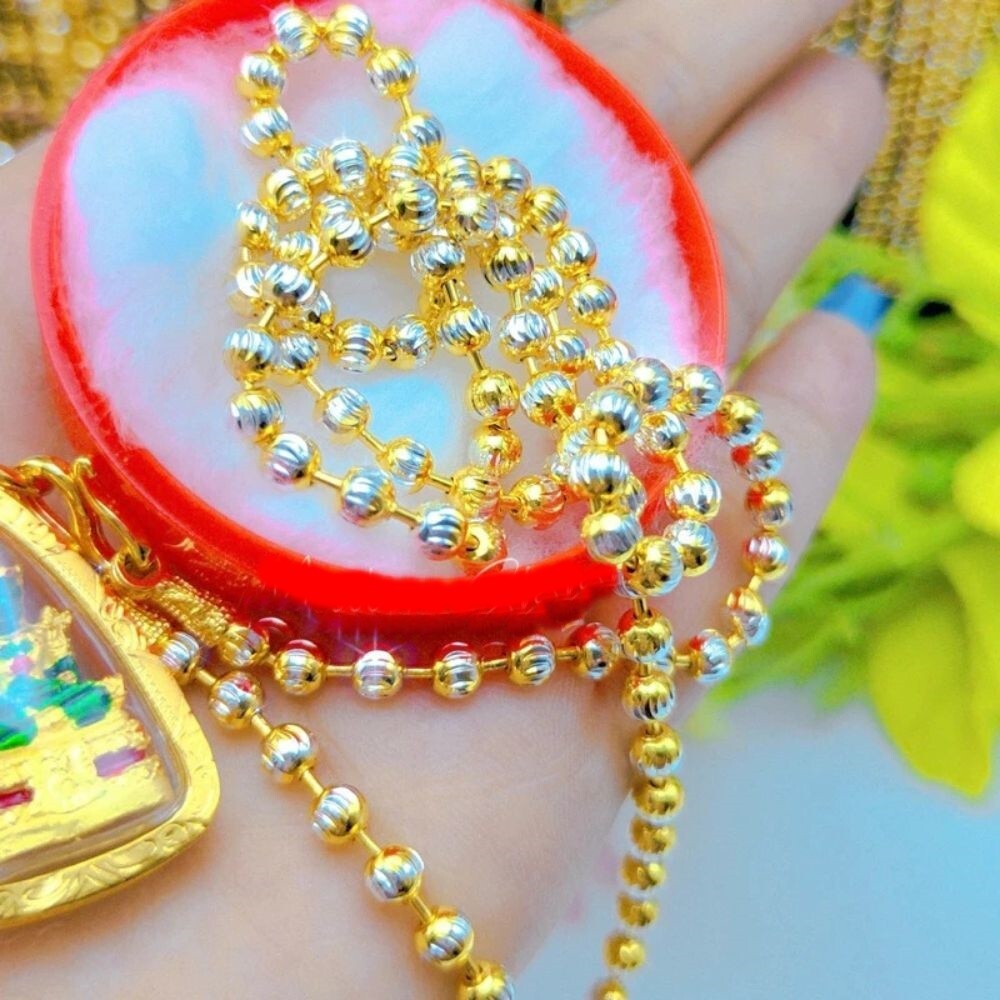 Emerald Buddha Pendant with Thai Gold Micron Chain Wat Phra Kaew