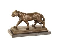 Bronzefigur Bronzeskulptur Bronze LöWin Auf Marmorsockel H 15 Cm Bronze Skulptur