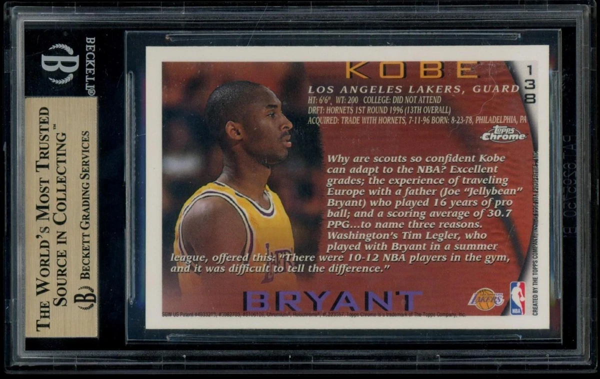 Kobe Bryant 1996 97 Topps Chrome NBA Properties Rookie RC Foil 138