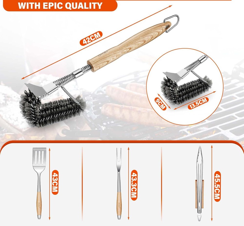 Grill Set 4PC BBQ Tools Set Grill Accessories with BBQ Spatula, BBQ Clips
