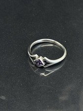 Vintage Sterling Silver 925 Square Purple Amethyst Dainty 9.25 Ring 2.05g
