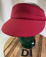 VINTAGE NIKE HIGH BROWN VISOR HAT RED ADJUSTABLE MADE IN THE USA VGC D1