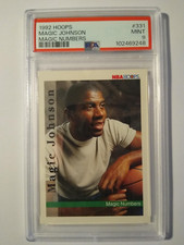 1992 NBA Hoops Magic Numbers Basketball Card- Magic Johnson #331, PSA 9, MINT.