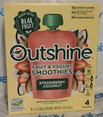 Outshine Fruit And Yogurt Smoothies Strawberry Coconut 4 Pouches 396 G Exp.02/24