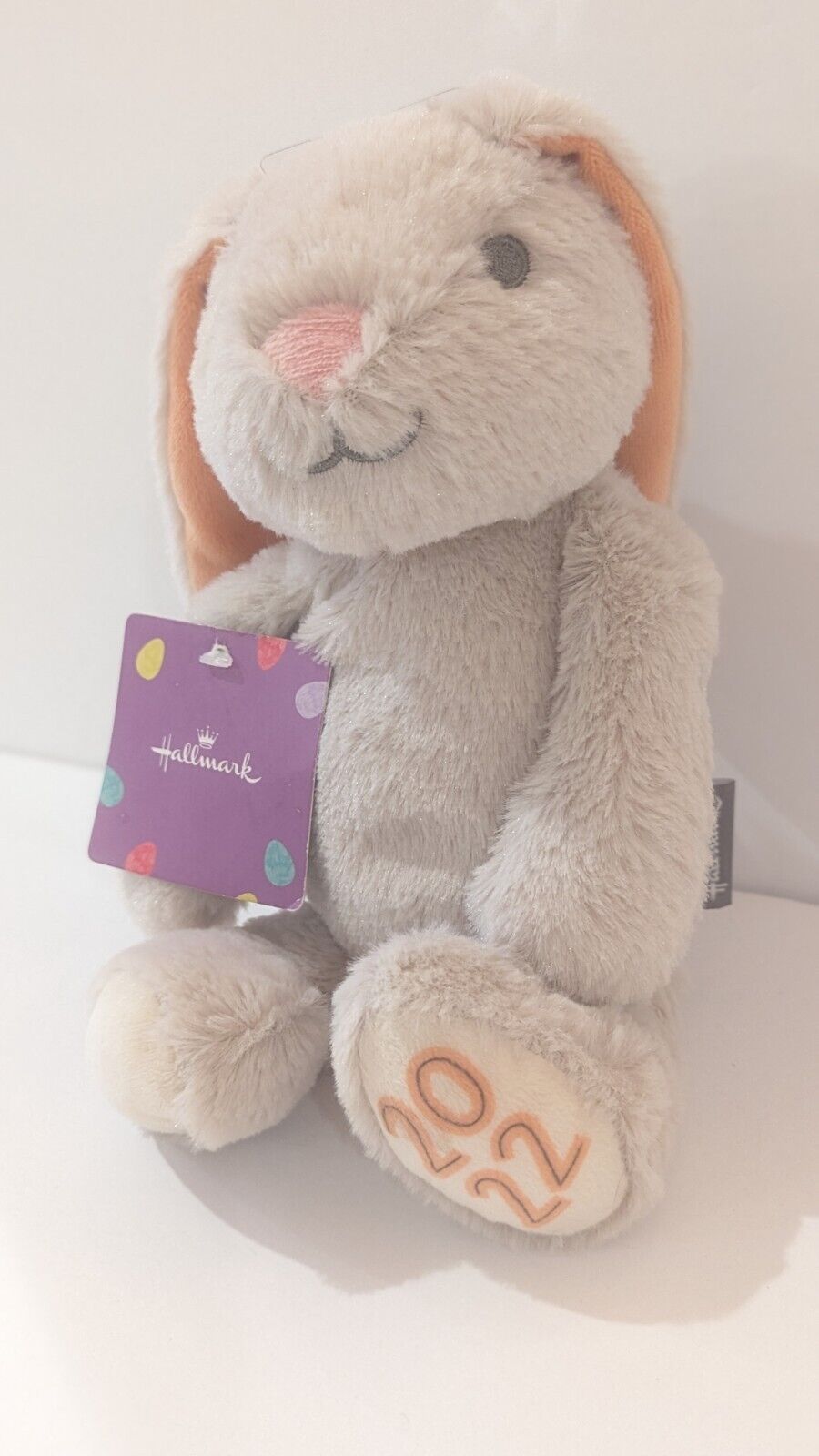 2022 Hallmark Tan Plush Bunny Rabbit Stuffed Orange Ear Plush 