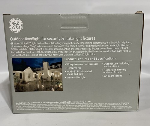 2 Pack GE Classic LED WarmWhite Dimmable 90w Equivalent Outdoor Floodlight Par38 - Picture 2 of 3
