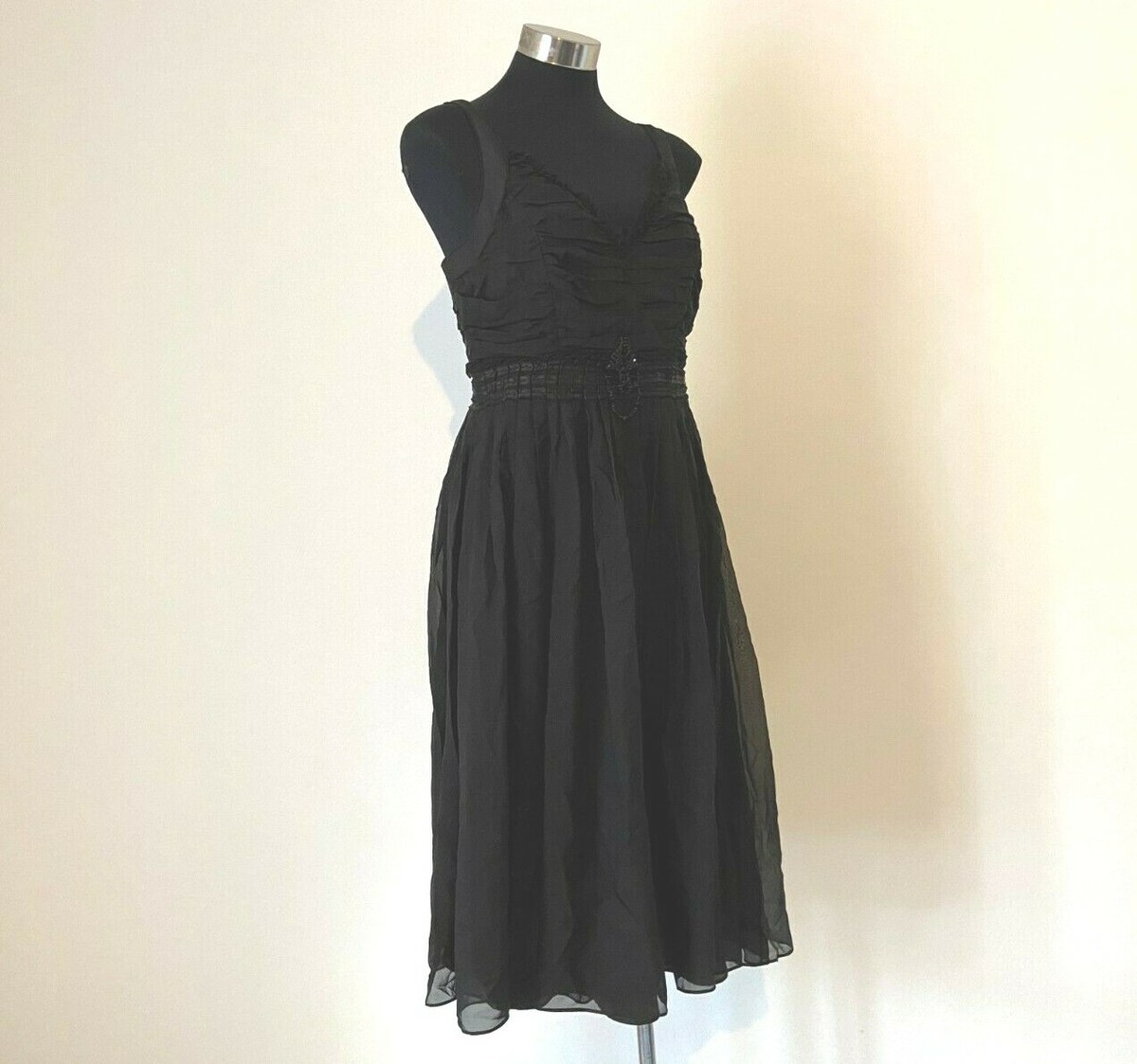 Basque Myer Black Silk Dress Size 12 M Australia