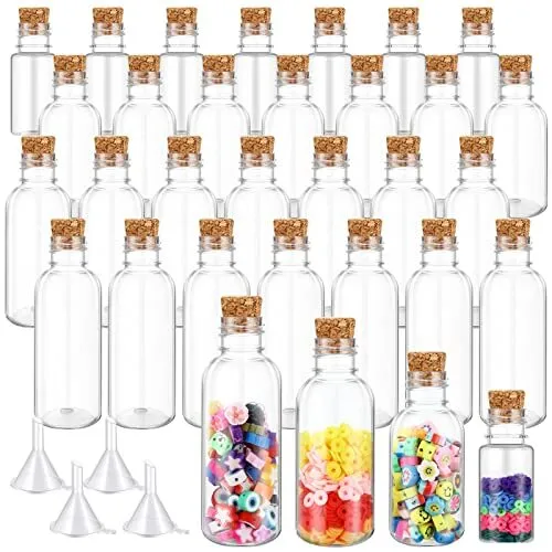 80 Pcs Sand Art Bottles Mini Plastic Potion Bottles with Cork Stoppers  Clear