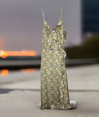 SOCIALITE Floral Sunflower Ruffle Trim Wrap Dress Sz L Prairie