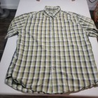 Carhartt Mens Shirt XL Green Plaid Short Sleeve Button Down Collared Top Logo