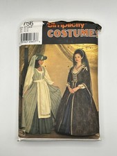 Simplicity Halloween Costume Pattern 7756 Renaissance Tudor Wench Dress Size 8