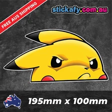 Pikachu Determined Sticker Funny Laptop Car Window Bumper JDM decal 4wd pokemon