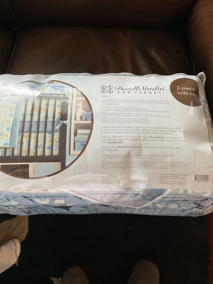 Dwell Studio Blue Zoo Animals 3 piezas - Juego de ropa de cama para cuna bebé infantil guardería 2008 Foto 2 de 2