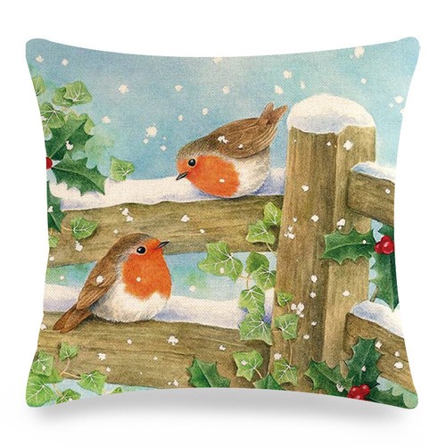 Cardinal Snow Branch Pillow Cover Winter Robin Bird Christmas Holly Cushion Case - Picture 66 of 88