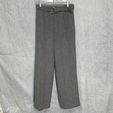 Express Gray Tweed High Rise Wide Leg Pants Belt Women's Size 4 Free Ship