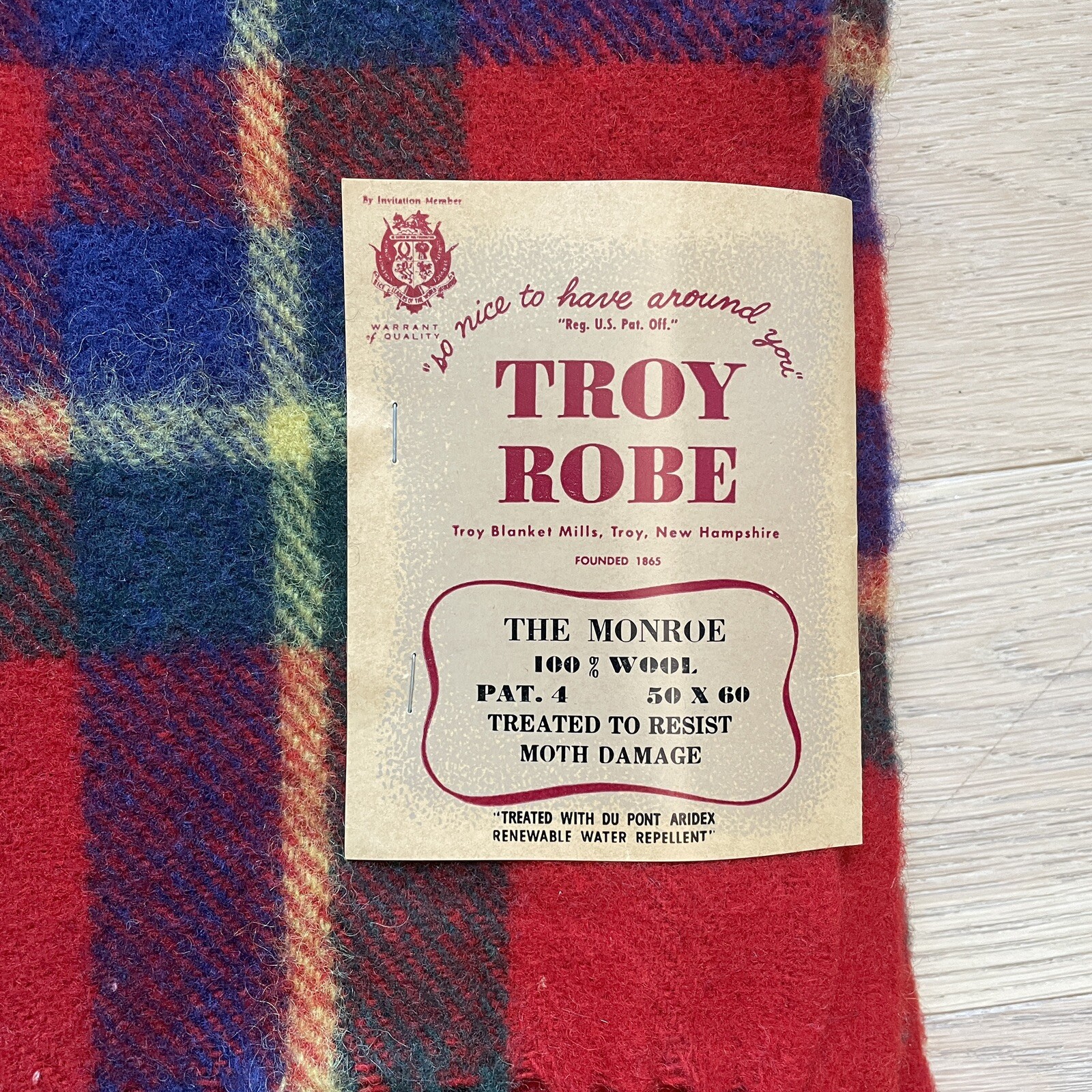 Vintage UNUSED NOS NWT Troy Robe Plaid Wool Blanket The Monroe 50x60 eBay