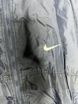 VINTAGE 90s Nike Nylon Jacket Full Zip Red Logo Hooded Size Medium