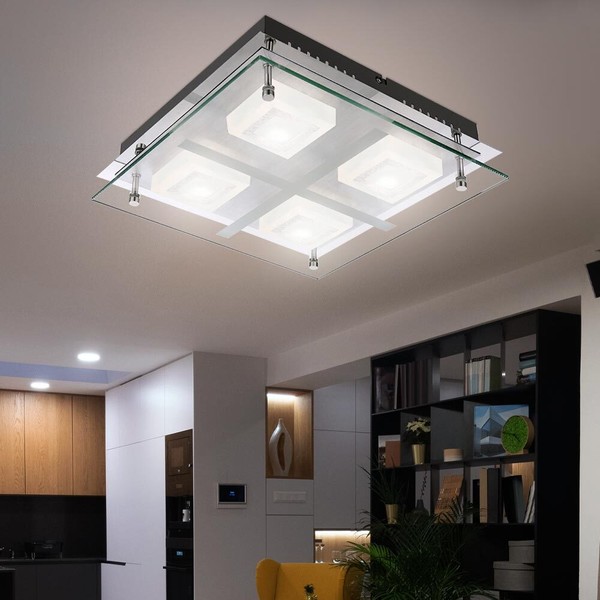 Deckenleuchte Deckenlampe Wohnzimmerlampe Led Glas Schlafzimmerlampe 4 Flammig-image