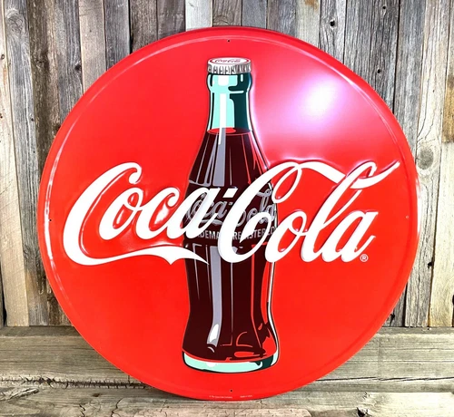 Coca-Cola Coke Soda Pop Red Large 24" Metal Tin Sign Vintage Garage Man Cave New