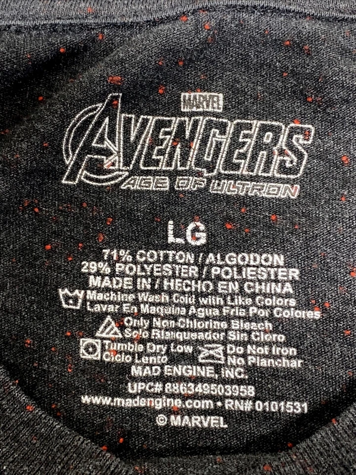 Camiseta negra Avengers Age of Ultron talla L para hombre HULK BUSTER color imagen de lucha Foto 3 de 4