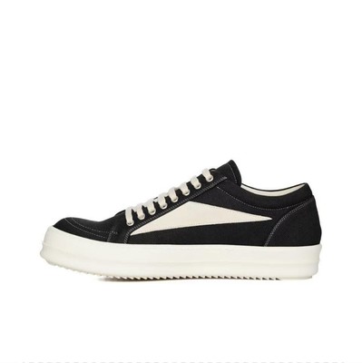 Rick Owens DRKSHDW Round Toe Lace-Up Low-Top Sneakers Men's Black