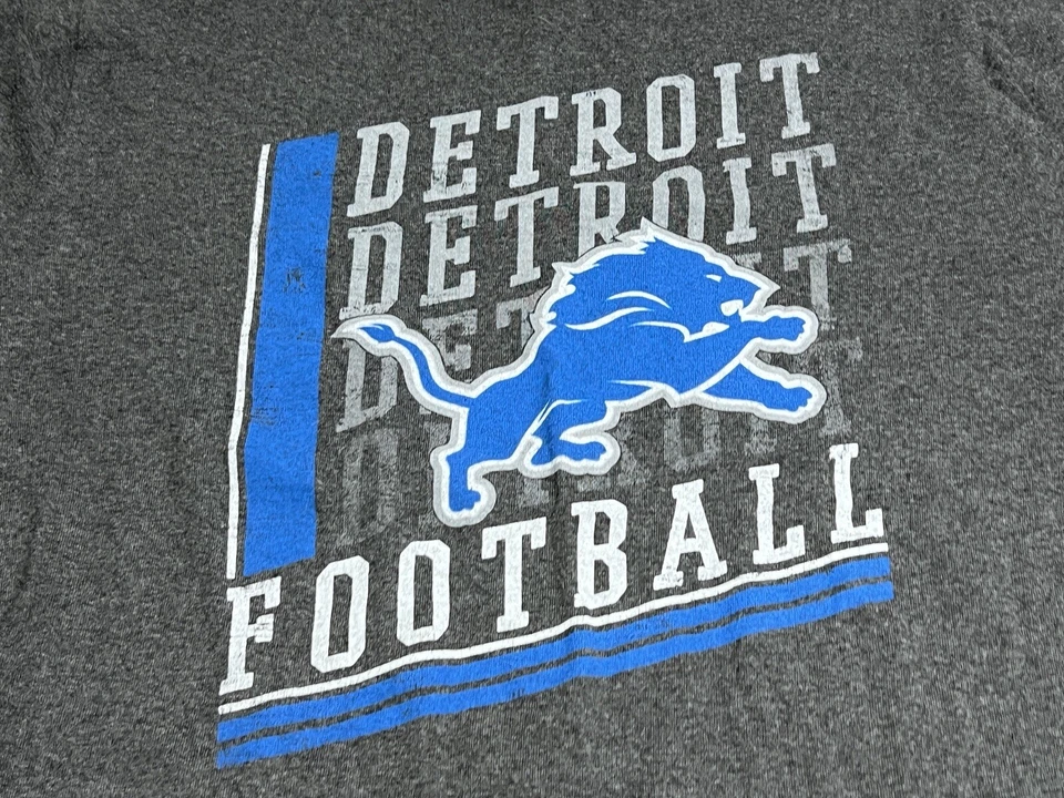 Detroit Lions NFL Dark Gray Football T-Shirt Long Sleeve Majestic Adult Size L - Image 3 of 4