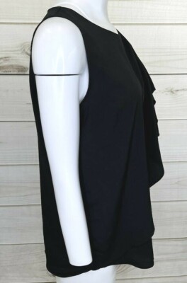 Apt 9 Women's Black Ruffle Wrap Sleeveless Blouse Top Size Medium