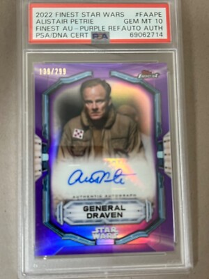 2022 FINEST STAR WARS #FAAPE ALISTAIR PETRIE AUTO PURPLE PSA GEM MINT 10