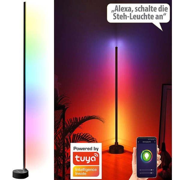 Wlan-Steh-/Eck-Leuchte Mit Rgbw-Ic-Leds, 12W, Dimmbar, App, Schwarz-image
