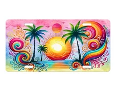 Sunset Beach Swirl Aluminum Front License Plate Car Accessory Vanity