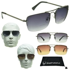 Sun Reader Gradient Lens Square Aviator Military Pilot Full Reader Sunglasses
