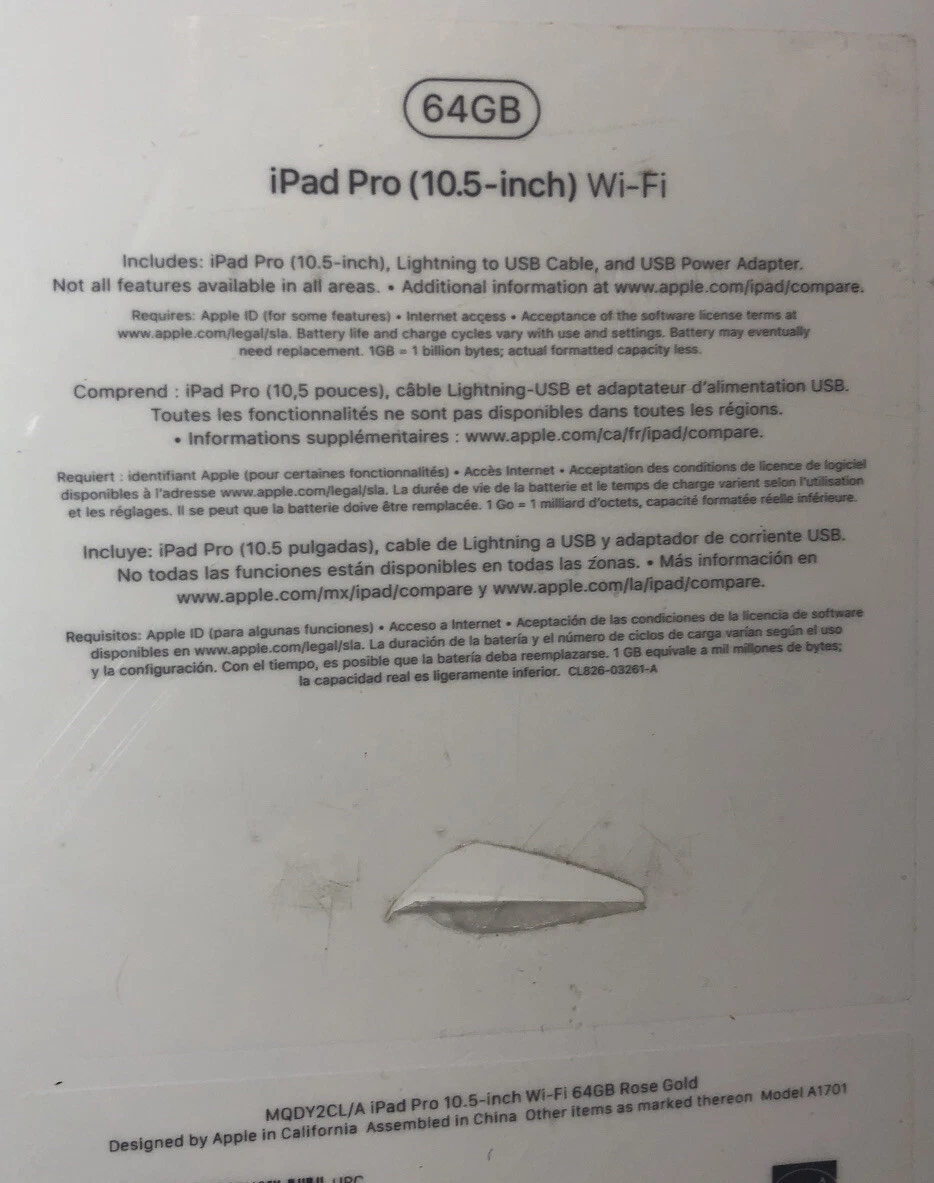Official Apple iPad Pro 10.5-inch 64GB WiFi Model A1701 [ Rose