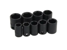 9pc 3/8" Metric Shallow Impact Sockets 10mm - 19mm Set With Rail 0918