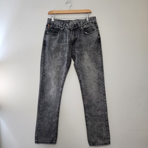 Robins Jeans Studded Flap Pockets Wings Mens 32x32 Gray Embroidered Rhinestones - Picture 2 of 17