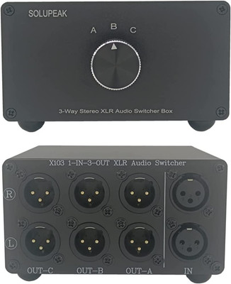 1 in 3 Out XLR Balanced Audio Switch Box, 3-Channels XLR Stereo Converter,Passiv