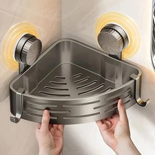Corner Shower Shelf with Suction Cup   No Drill Bathroom Storage Rack with Hook